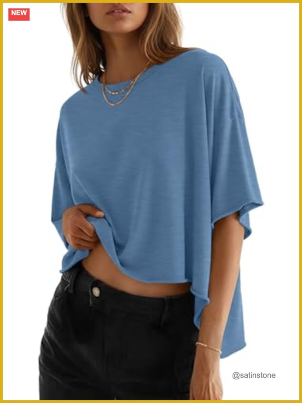 Women's Oversized Summer Tee Soft Stretchy Crew Neck Casual Short Sleeve